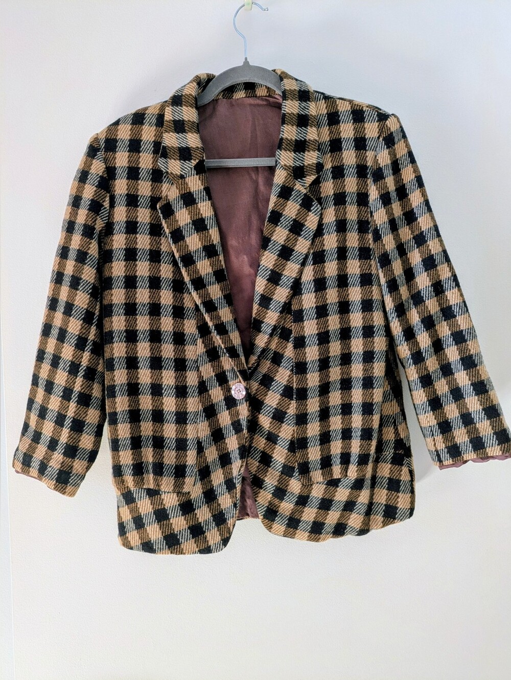 Vintage Wool Brown Plaid Jacket